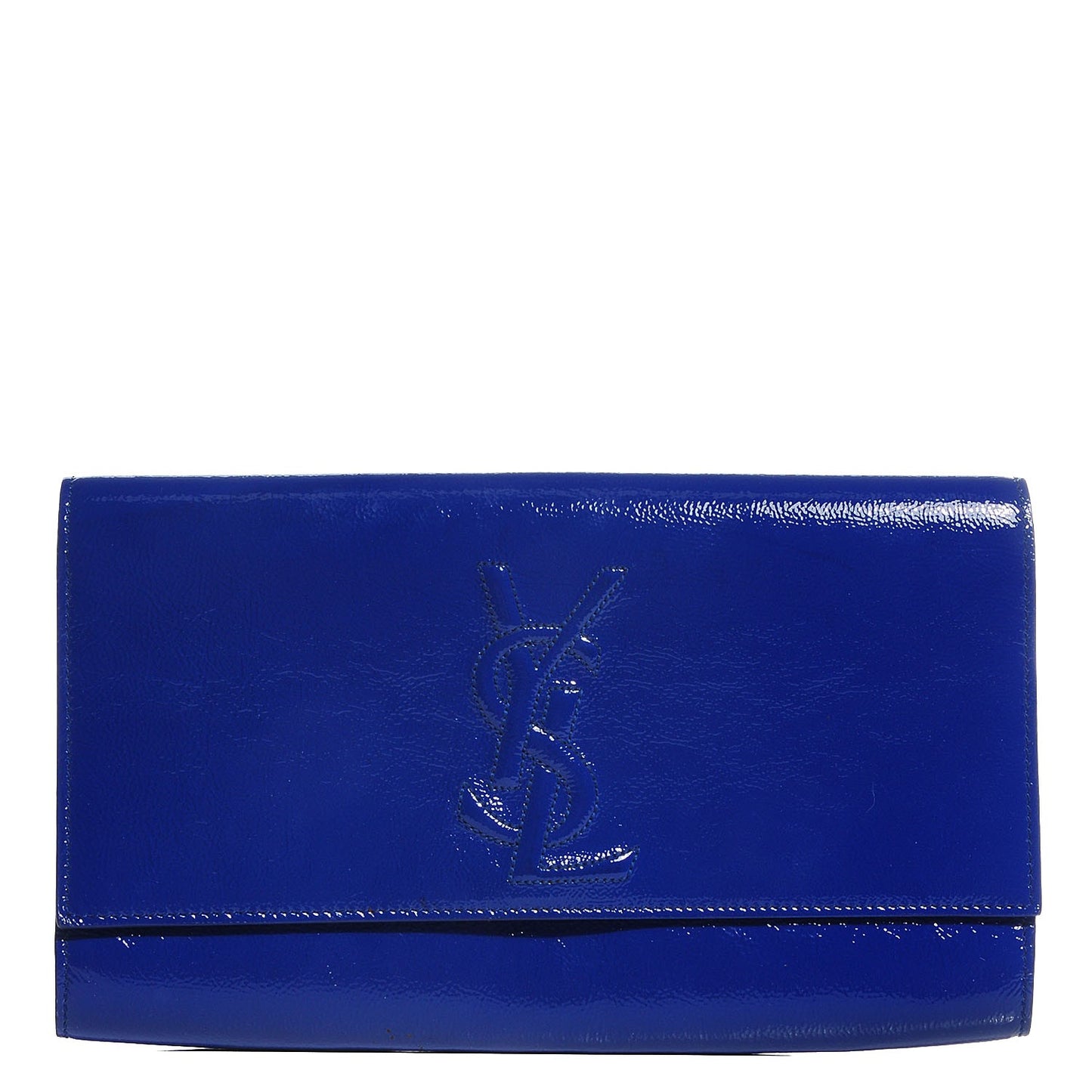 Textured Patent Large Belle De Jour Clutch Royal Blue