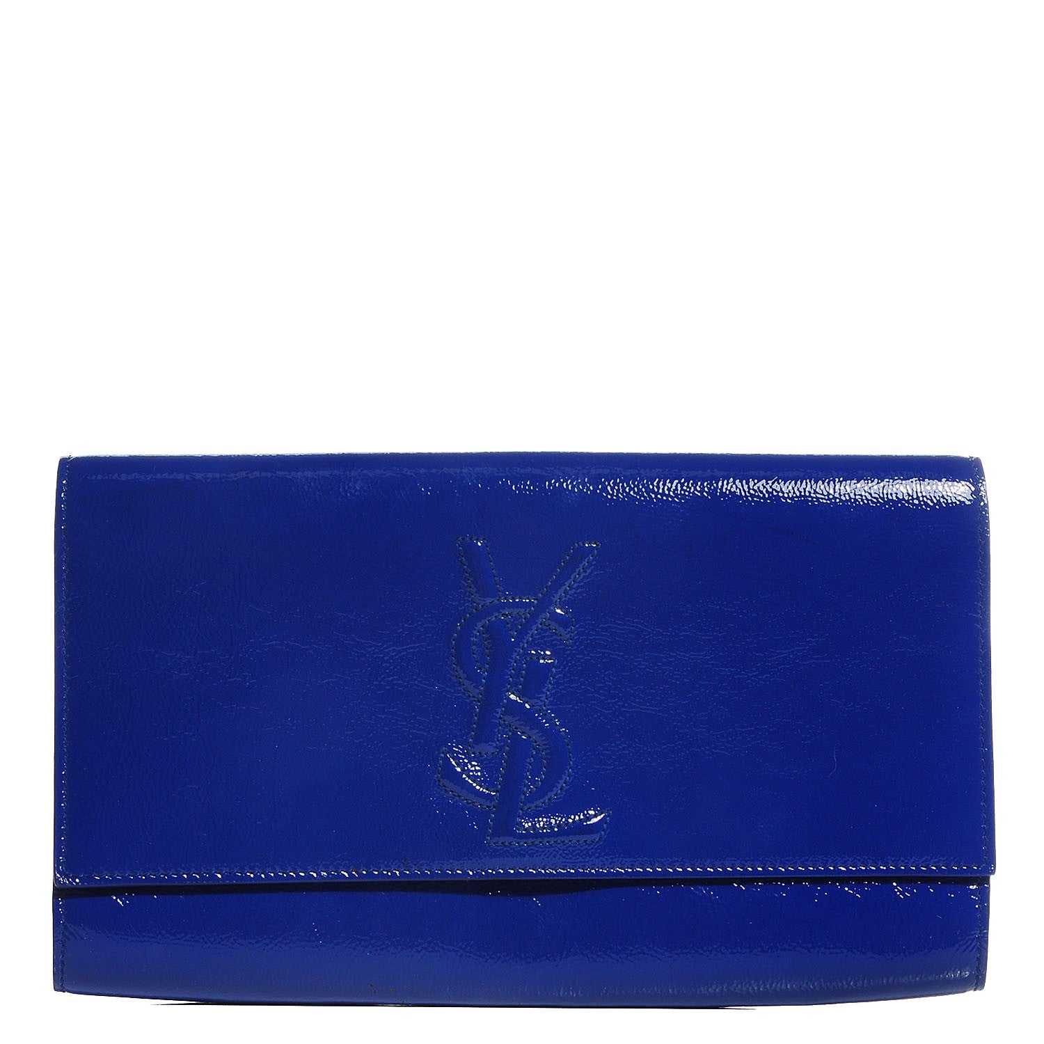 Saint Laurent Textured Patent Large Belle De Jour Clutch Royal Blue 1 of 8