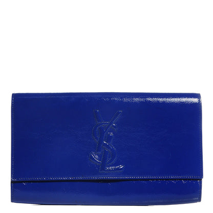 Saint Laurent Textured Patent Large Belle De Jour Clutch Royal Blue 1 of 8