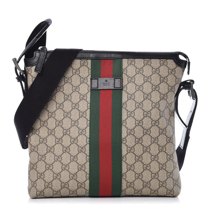 Gucci GG Supreme Monogram Web Messenger Bag Black 1 of 11