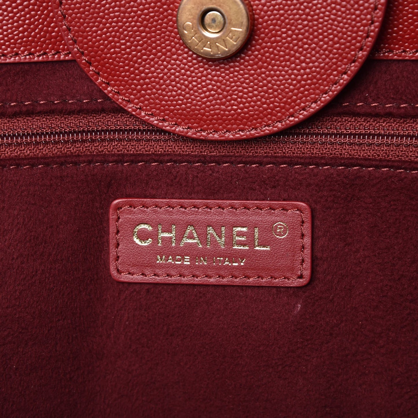 Caviar Large Studded Deauville Tote Red