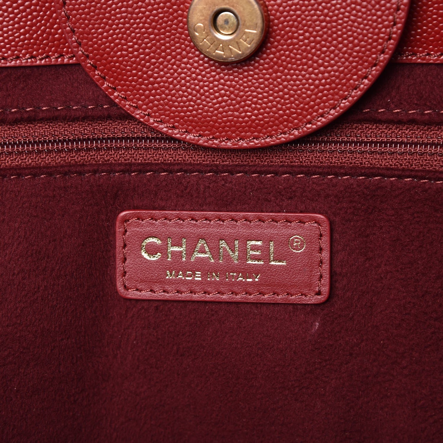 Chanel Caviar Large Studded Deauville Tote Red 6 of 10