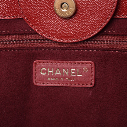 Chanel Caviar Large Studded Deauville Tote Red 6 of 10