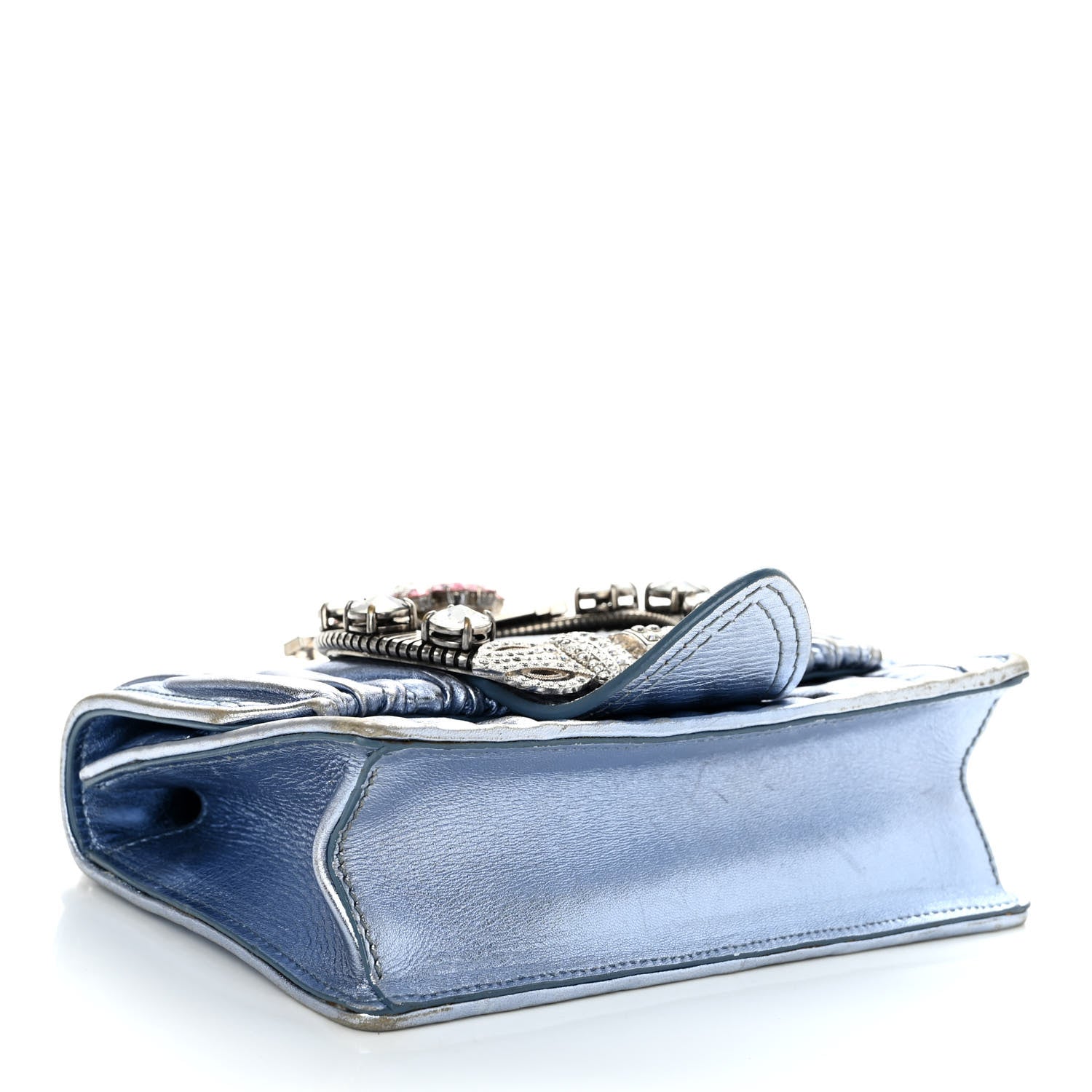 Miu Miu Metallic Nappa Matelasse Crystal Embellished Lady Shoulder Bag 4 of 11