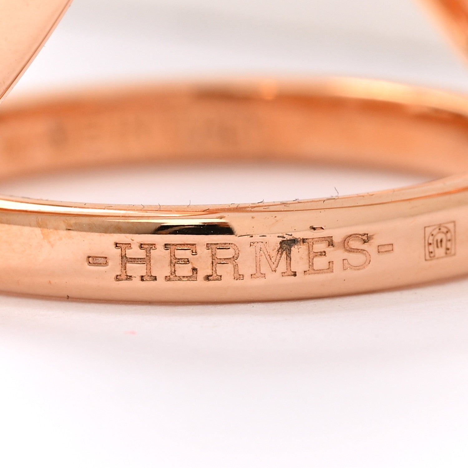 Hermes Permabrass Rose Gold Plated Trio Scarf Ring 3 of 5