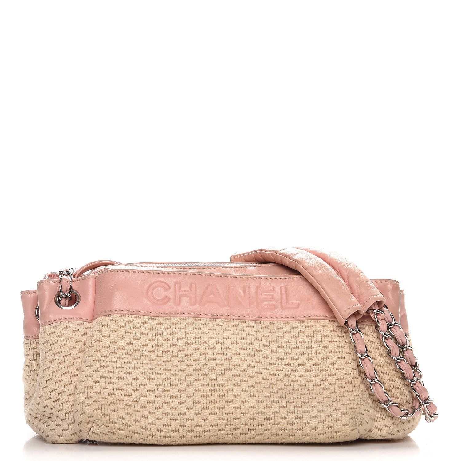 Chanel Canvas Woven Lambskin Lax Accordion Hobo Pink 1 of 14