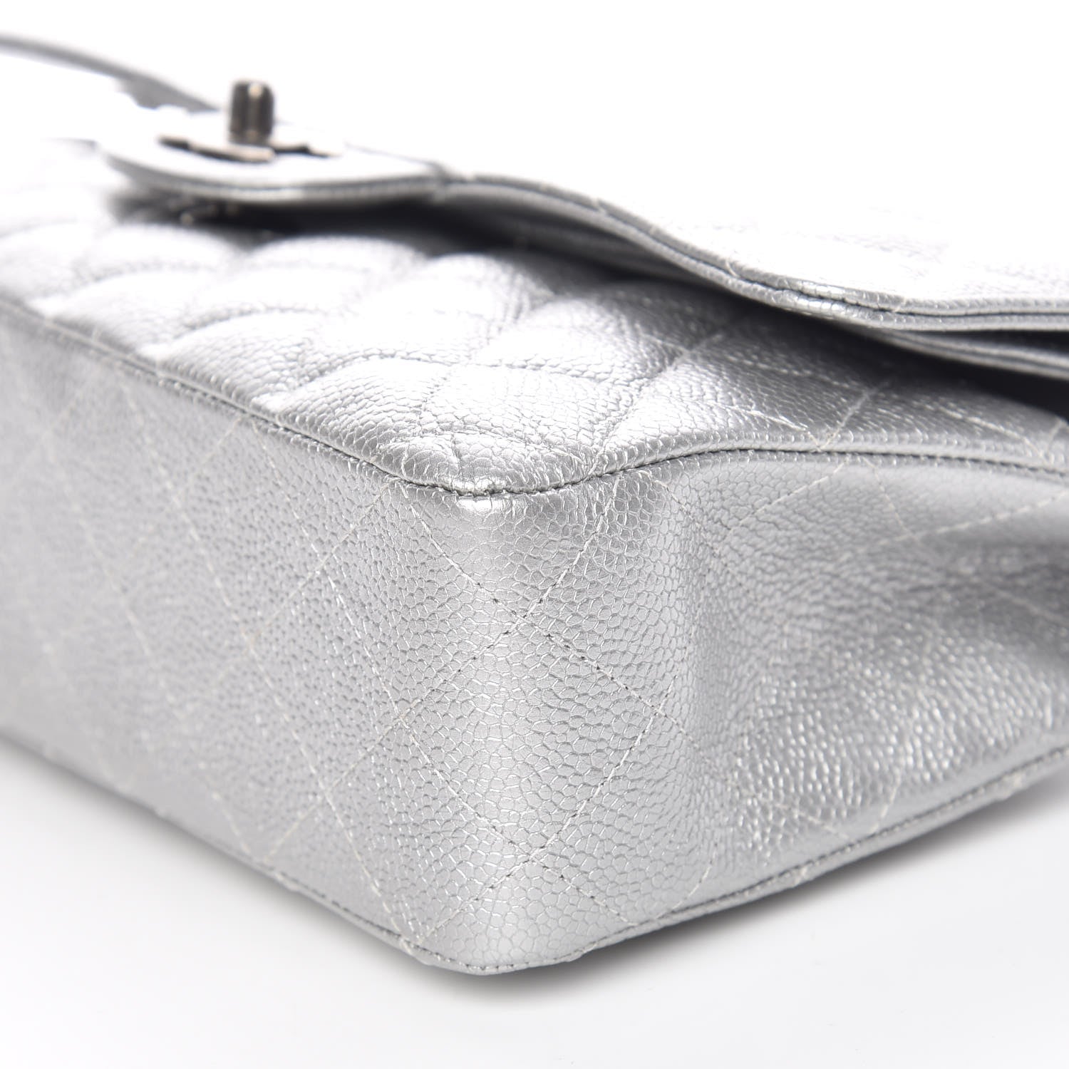 Chanel Metallic Caviar Quilted Medium Double Flap Silver 9 of 9