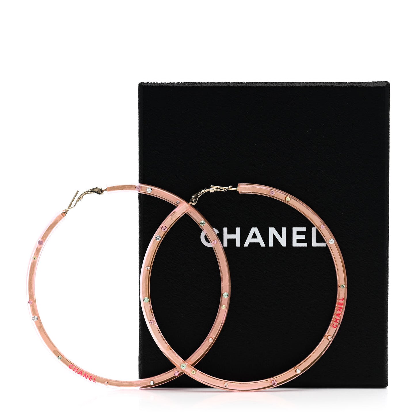 Translucent Resin Crystal Hoop Earrings Pink Multicolor