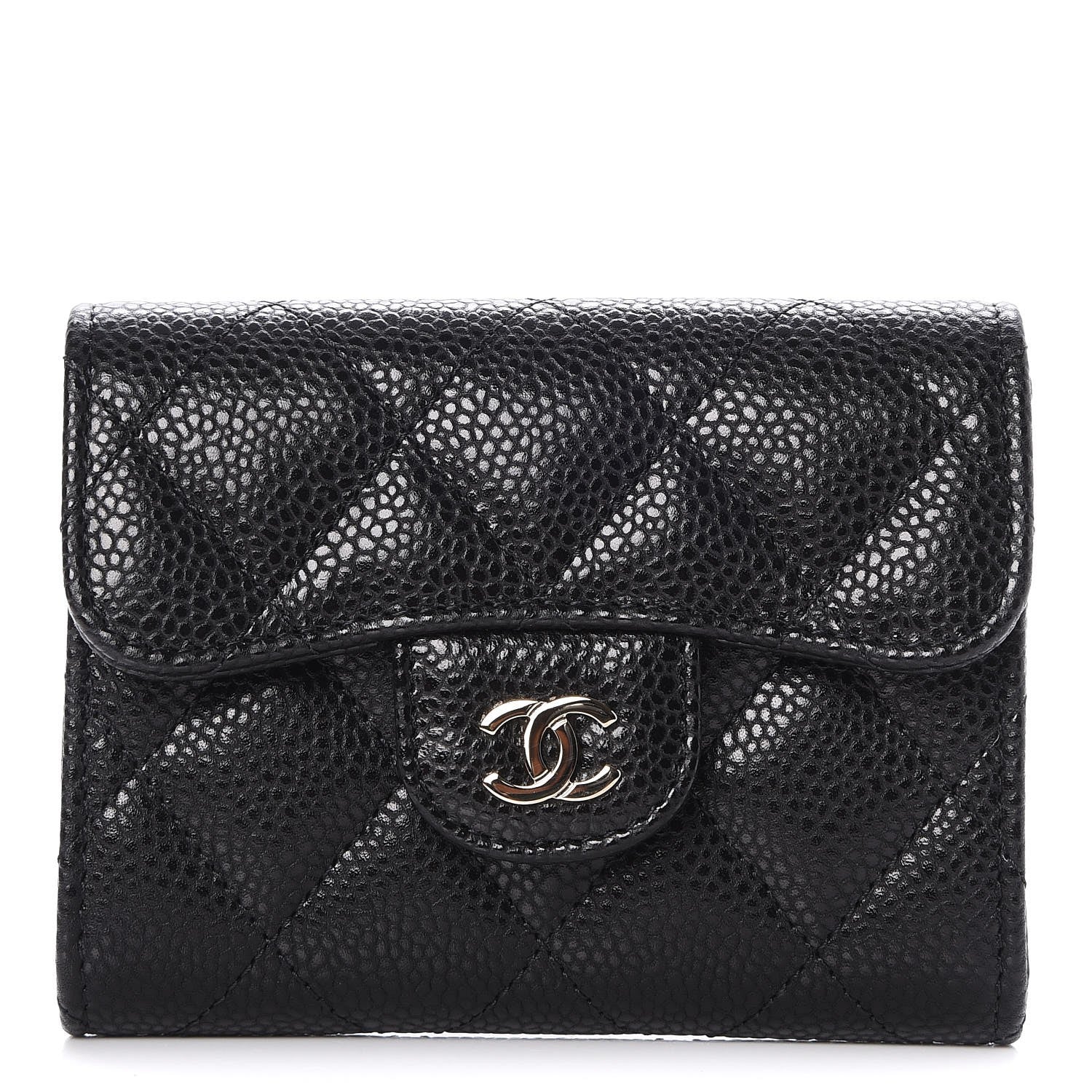 Chanel Caviar Quilted Flap Card Holder Wallet Black 1 of 10