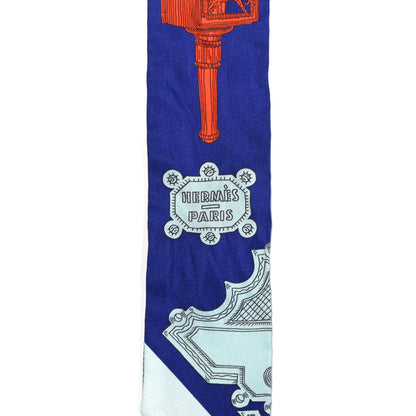 Hermes Silk Merveilleuses Lanternes Twilly Indigo Orange Bleu Glacier 4 of 4