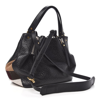 Burberry Grainy Calfskin House Check Small Maidstone Black 3 of 14