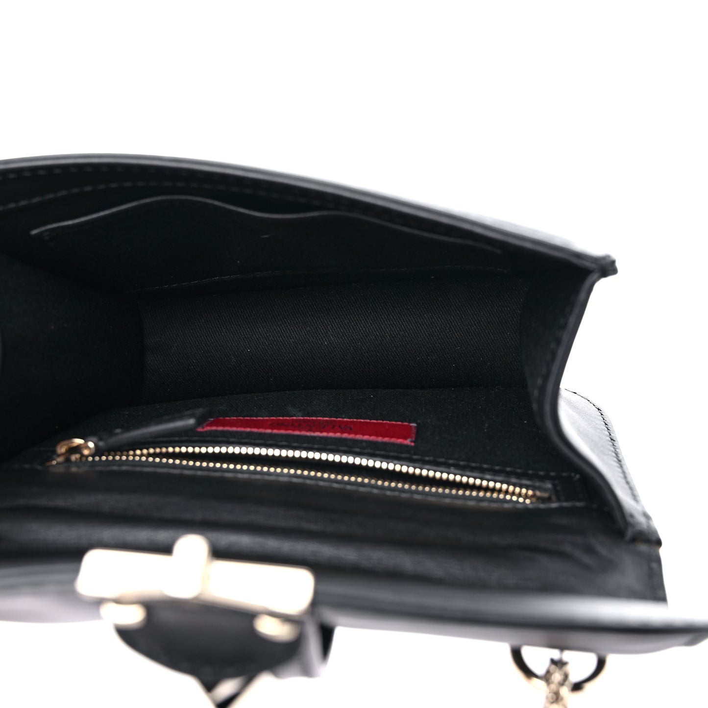 Vitello Small Glam Lock Rockstud Flap Black