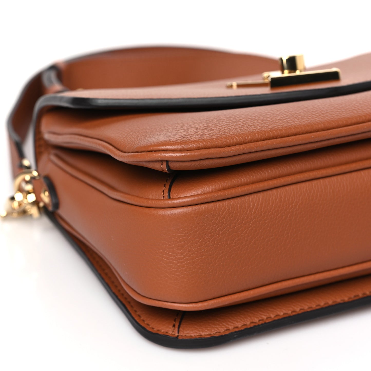 Grained Calfskin Lockme Oxford Cognac