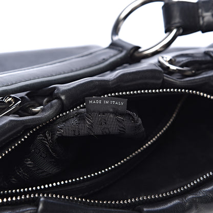 Prada Soft Calfskin Pleated Hobo Black 7 of 16