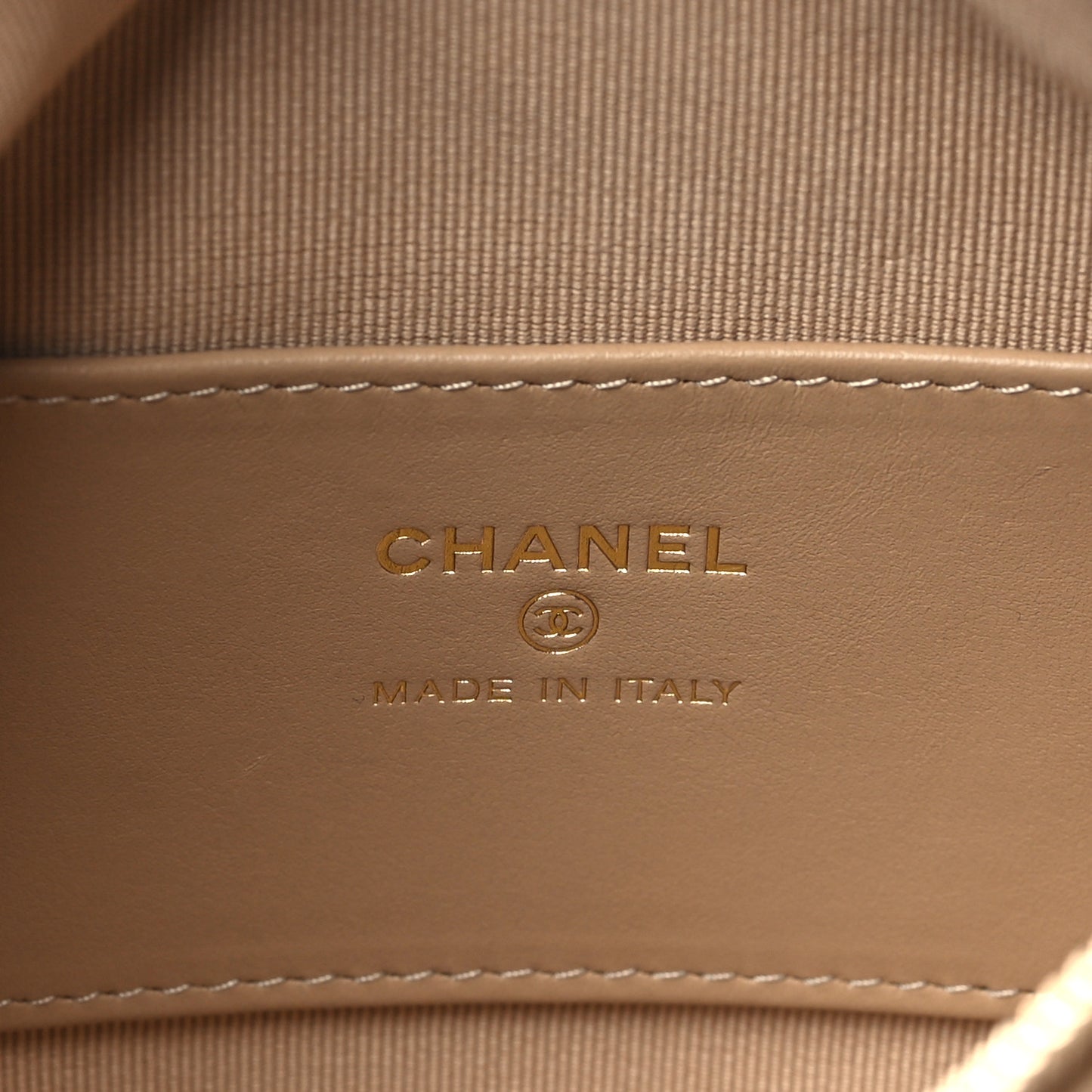 Shiny Caviar Quilted Bow Pouch Hobo Dark Beige