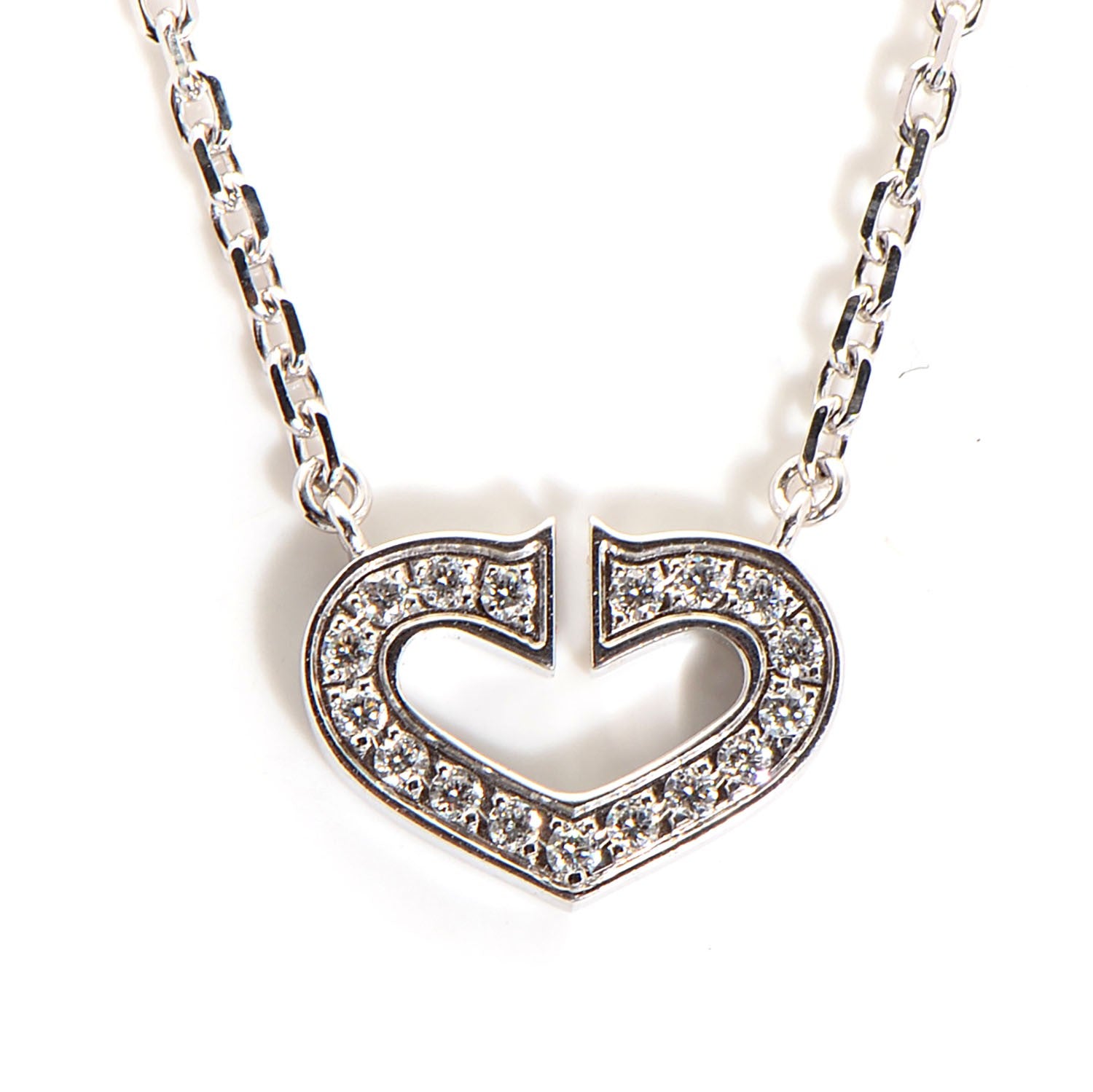 Cartier 18K White Gold Diamond Small Hearts and Symbols Necklace 3 of 7