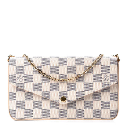 Louis Vuitton Damier Azur Pochette Felicie Chain Wallet Rose Ballerine 1 of 12