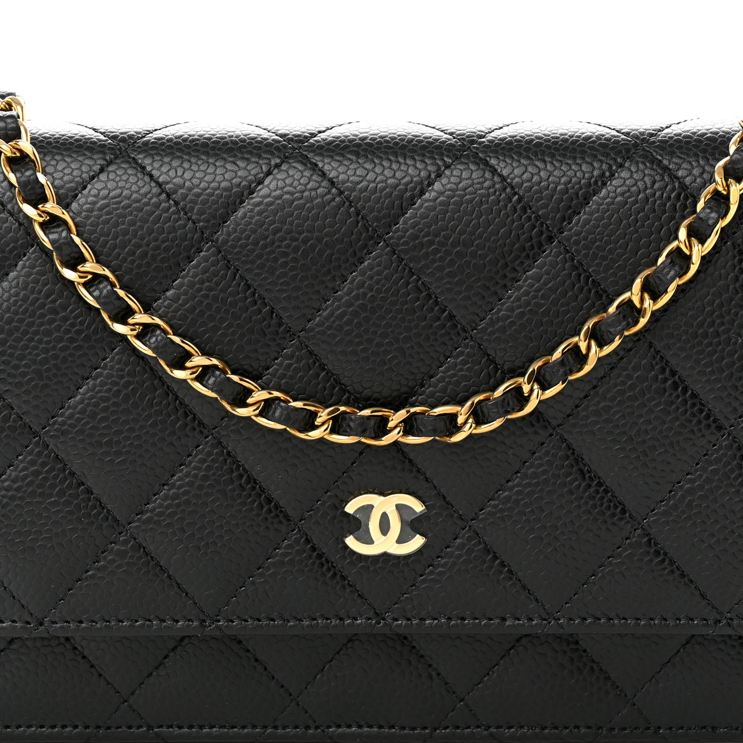 Caviar Quilted Wallet On Chain WOC Black