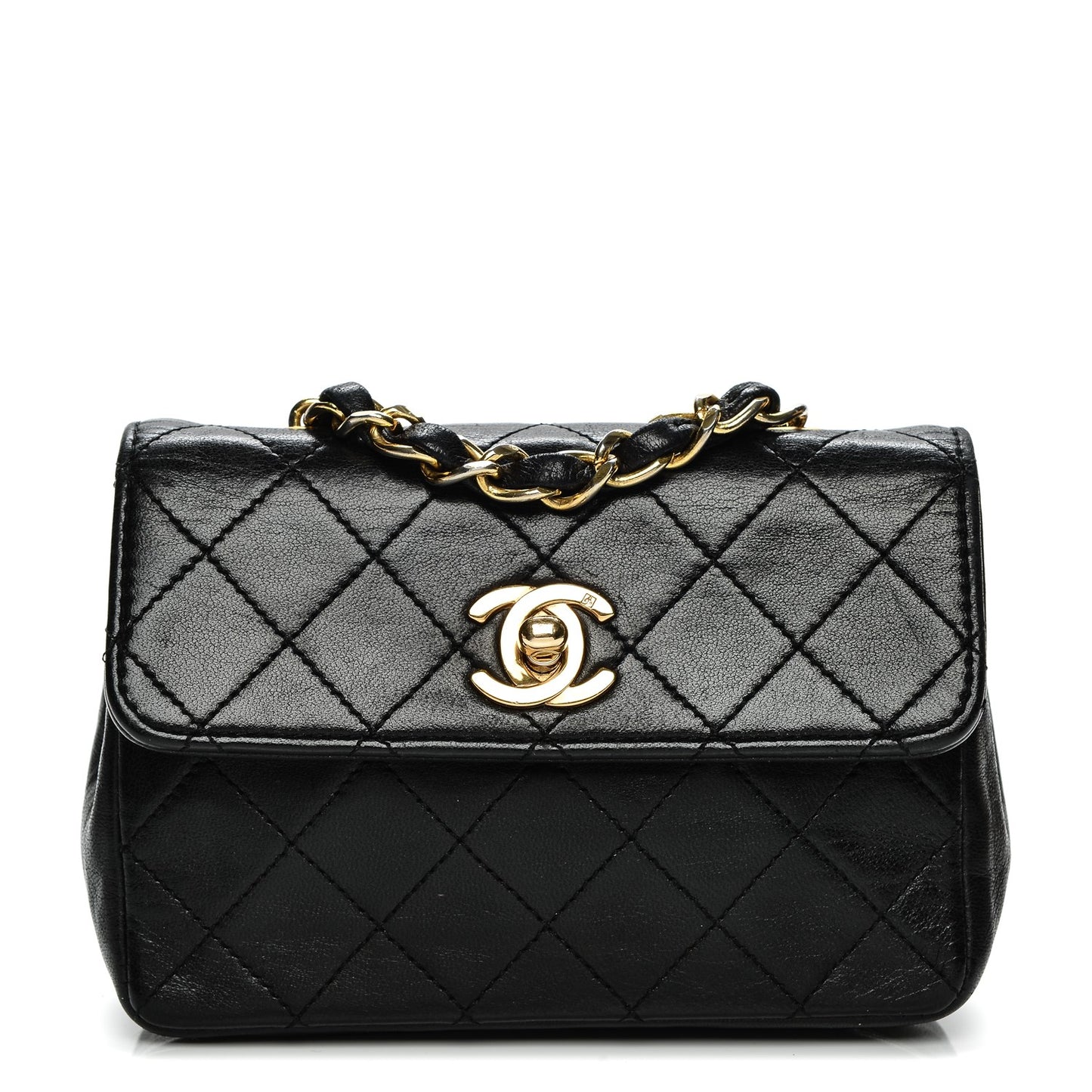 Lambskin Quilted Mini Flap Black