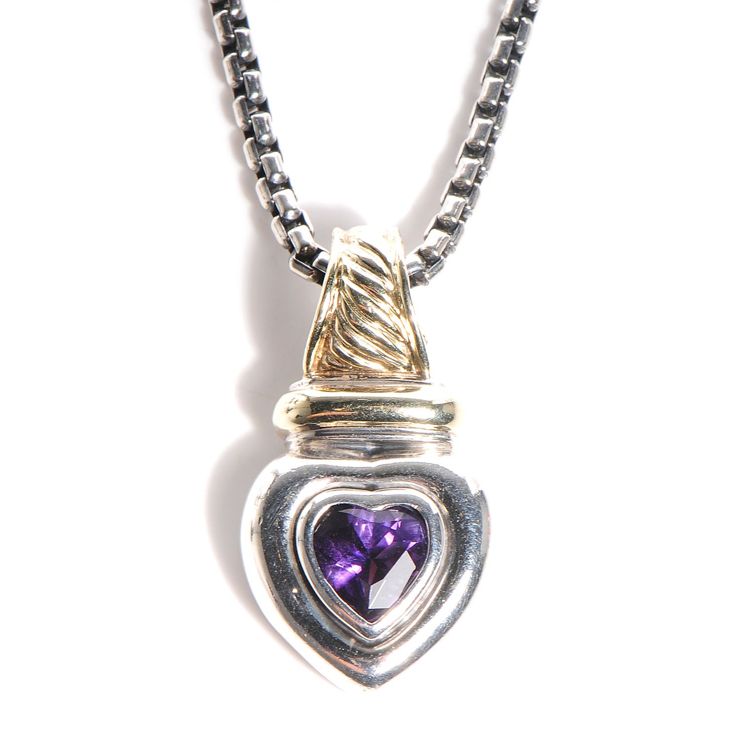 Sterling Silver 14k Gold Amethyst Heart Pendant Necklace