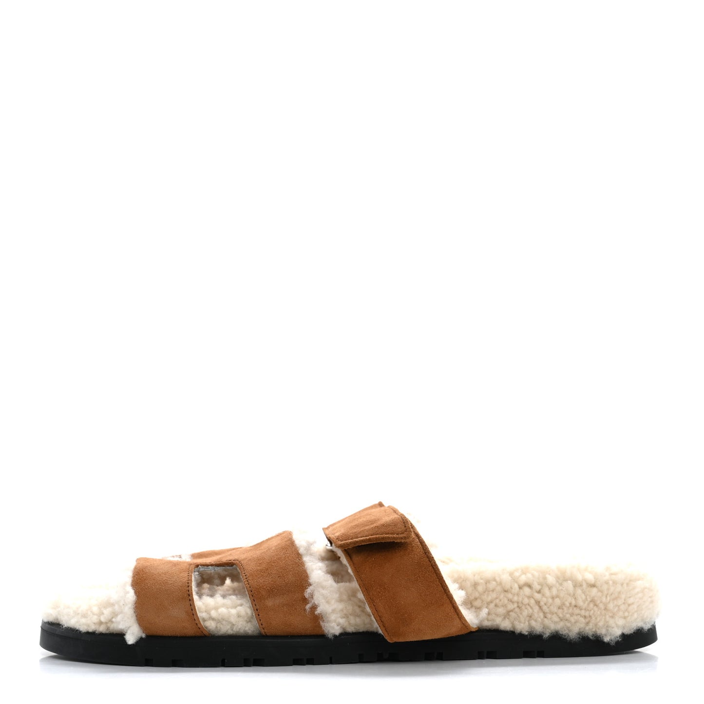 Suede Goatskin Woolskin Womens Chypre Sandals 38 Brun Fume Ecru