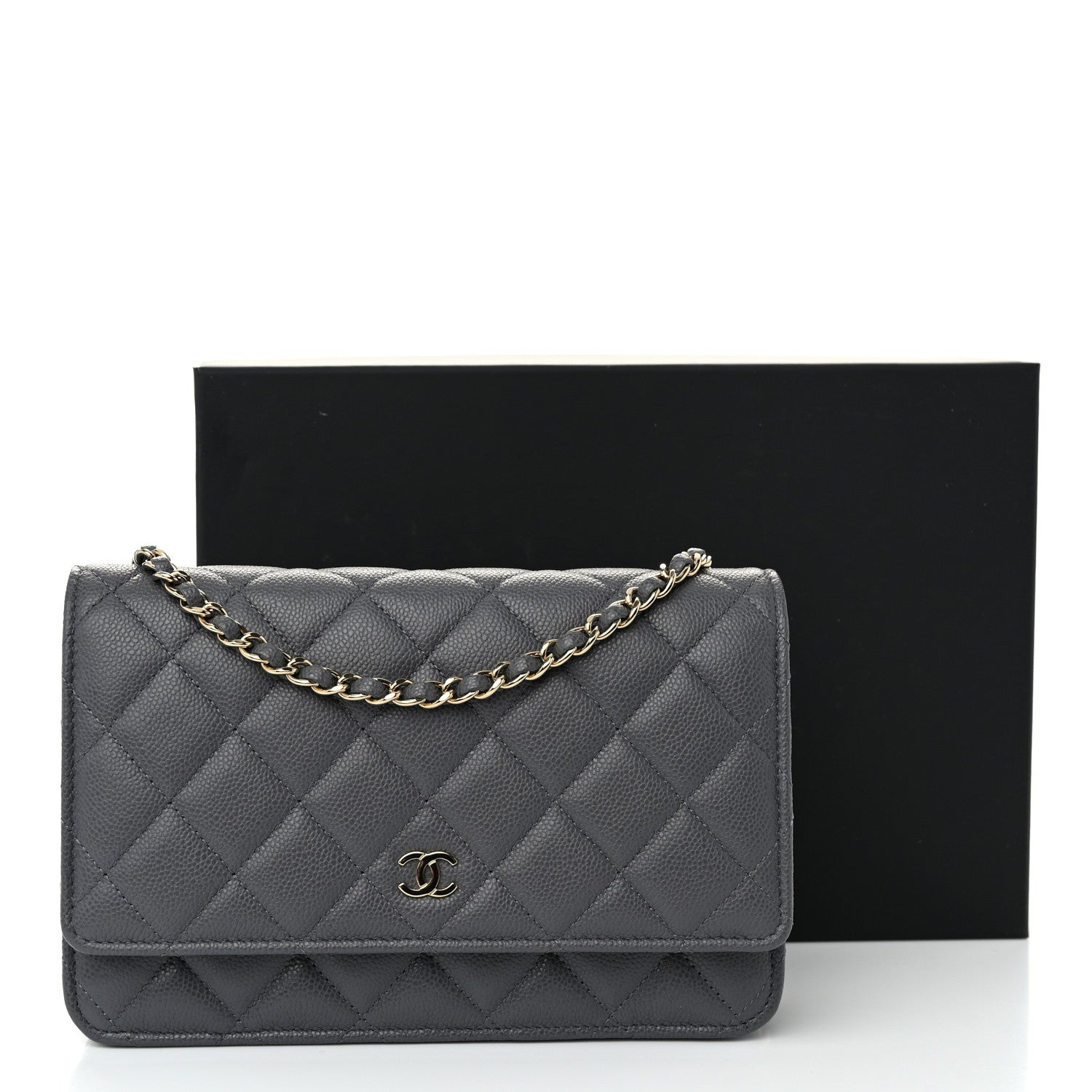 Chanel Caviar Quilted Wallet on Chain WOC Grey 10 of 10