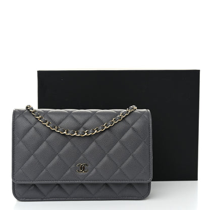 Chanel Caviar Quilted Wallet on Chain WOC Grey 10 of 10