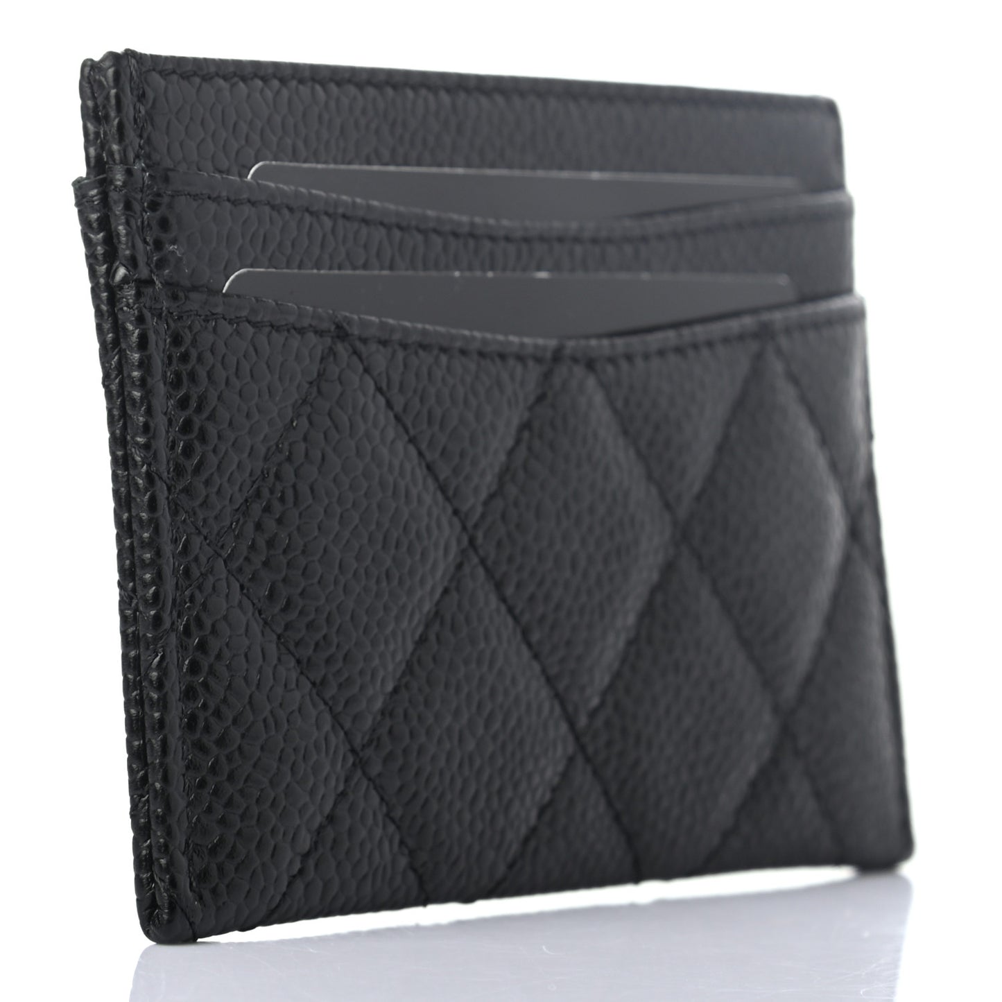 Caviar Quilted Card Holder Black