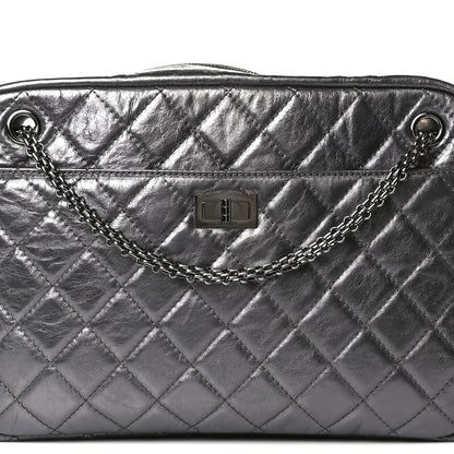 Chanel Metallic Aged Calfskin Quilted Large Reissue Camera Case Silver 8 of 12