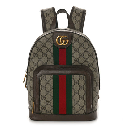 Gucci GG Supreme Monogram Calfskin Web Small Ophidia Day Backpack Beige Ebony New Acero 1 of 9