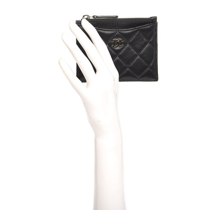 Chanel Lambskin Quilted Zip Card Holder Black 2 of 7