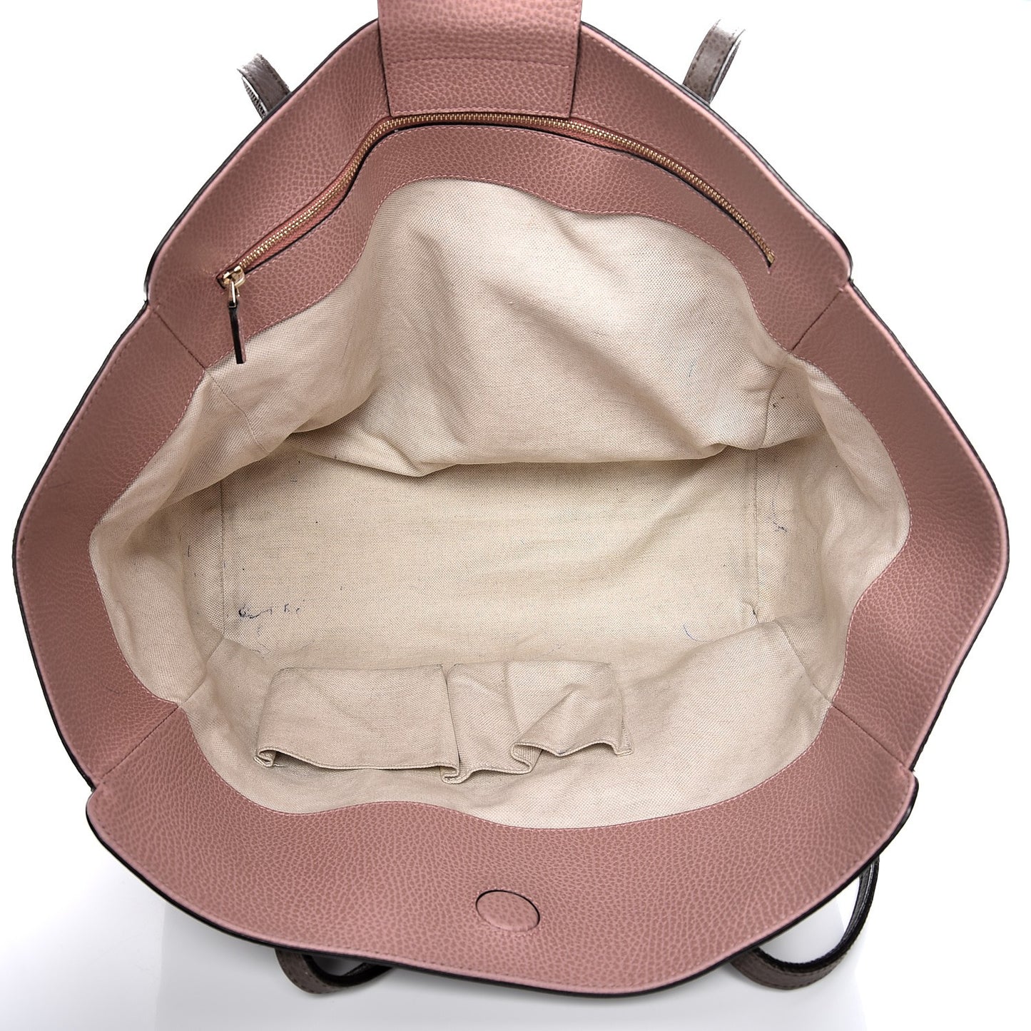 Dollar Calfskin Medium Swing Tote Grey Field Soft Pink