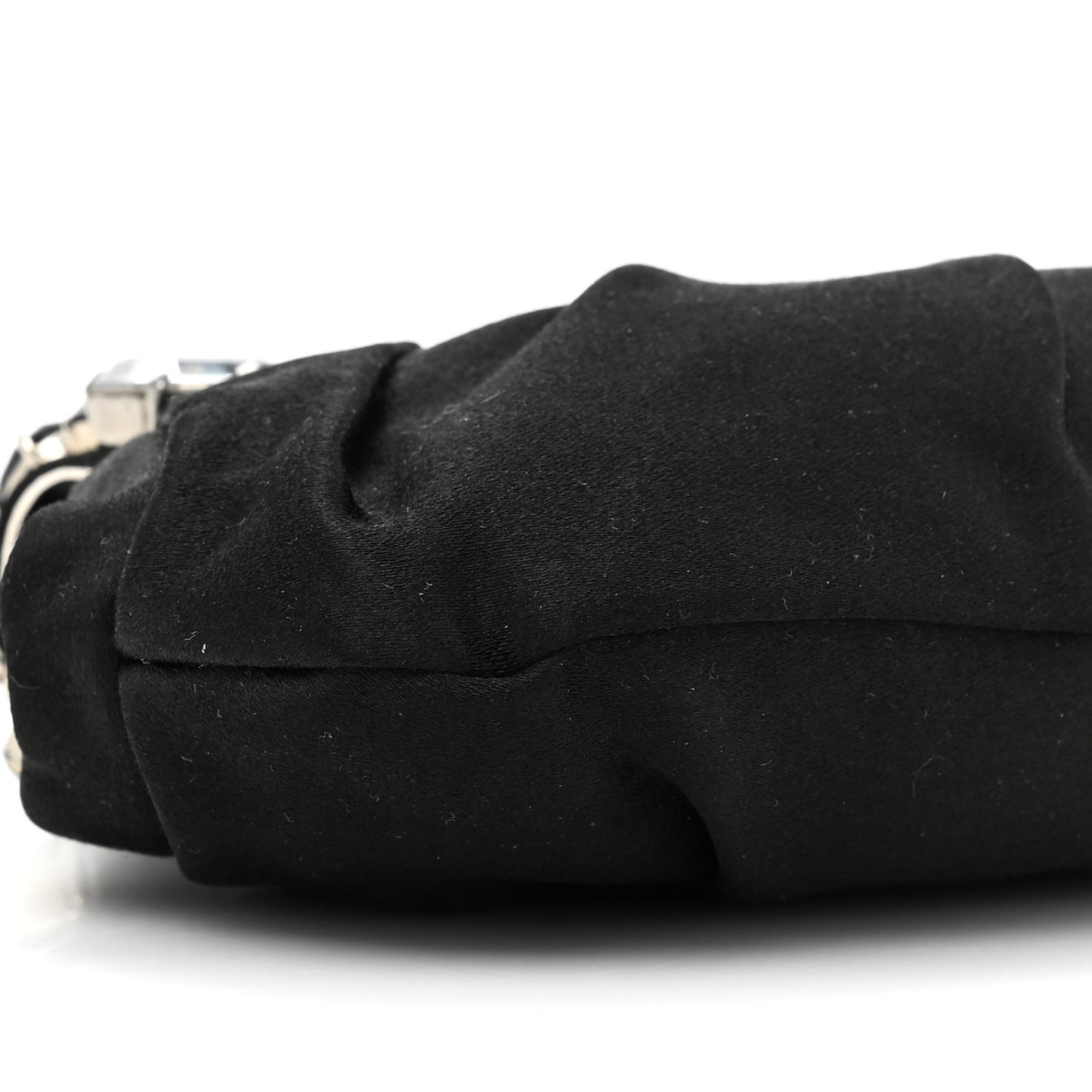 Satin Crystal Clutch Black