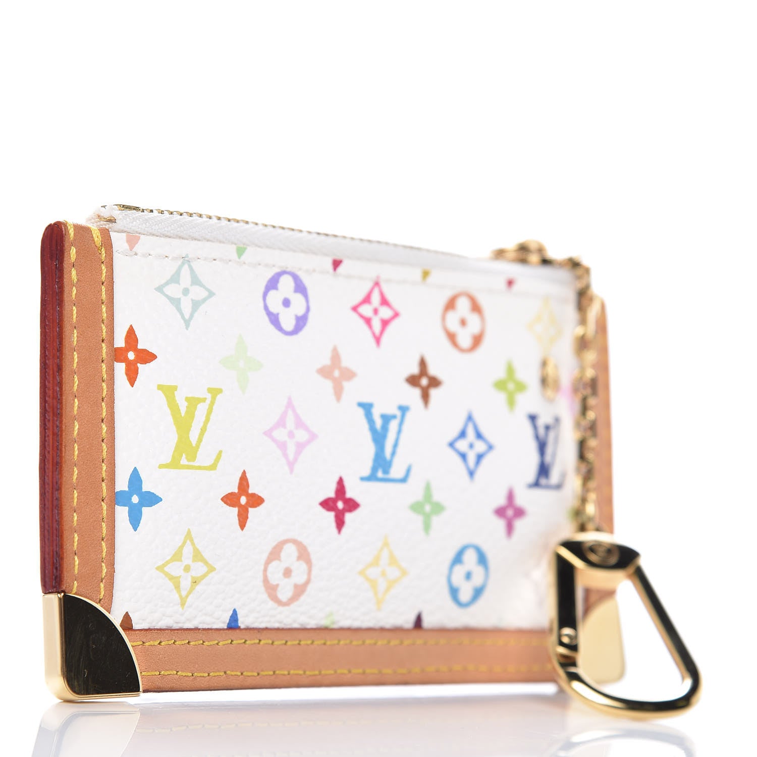Louis Vuitton Monogram Multicolor Key Pouch White 3 of 6
