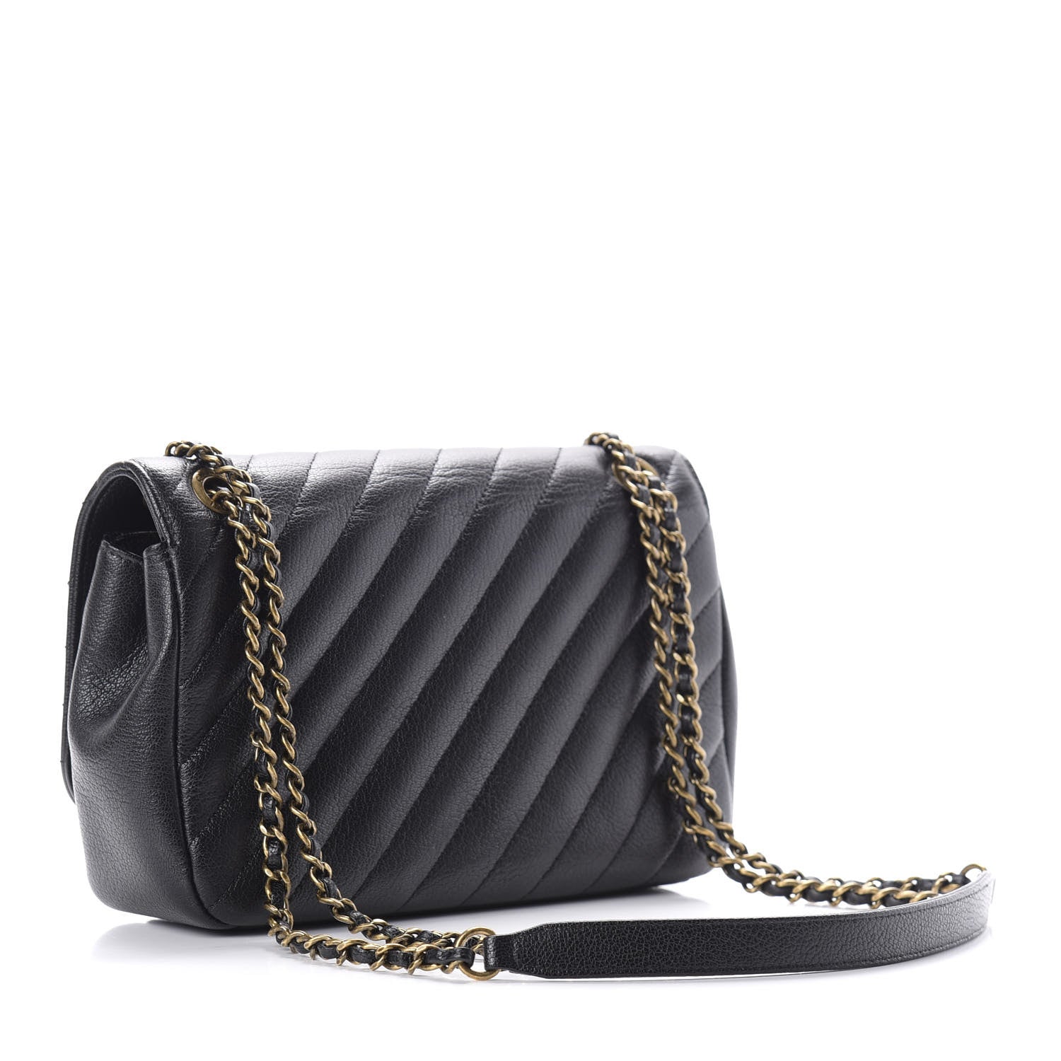 Chanel Goatskin Diagonal Quilted Small Flap Black 3 of 12