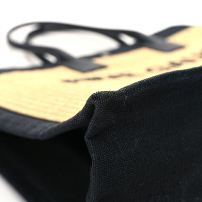 Saint Laurent Raffia Linen Calfskin Rive Gauche Tote Naturale Black 9 of 12