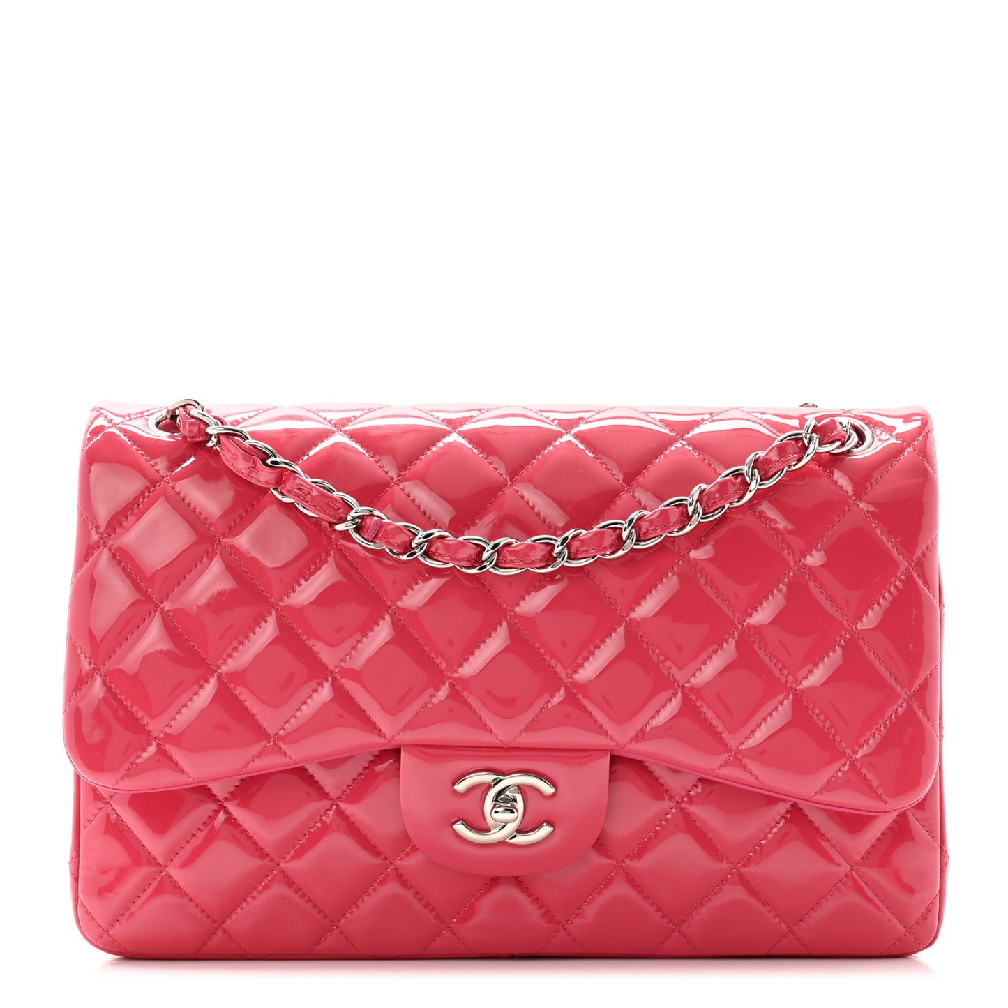 Patent Quilted Jumbo Double Flap Pink
