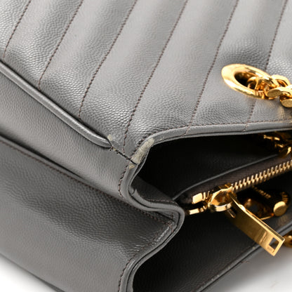 Saint Laurent Grain De Poudre Matelasse Chevron Monogram Shopping Bag Fog 15 of 18