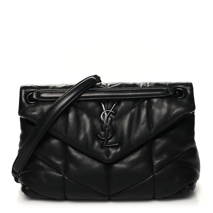 Saint Laurent Lambskin Quilted Small Loulou Puffer Monogram Chain Satchel Black 1 of 11