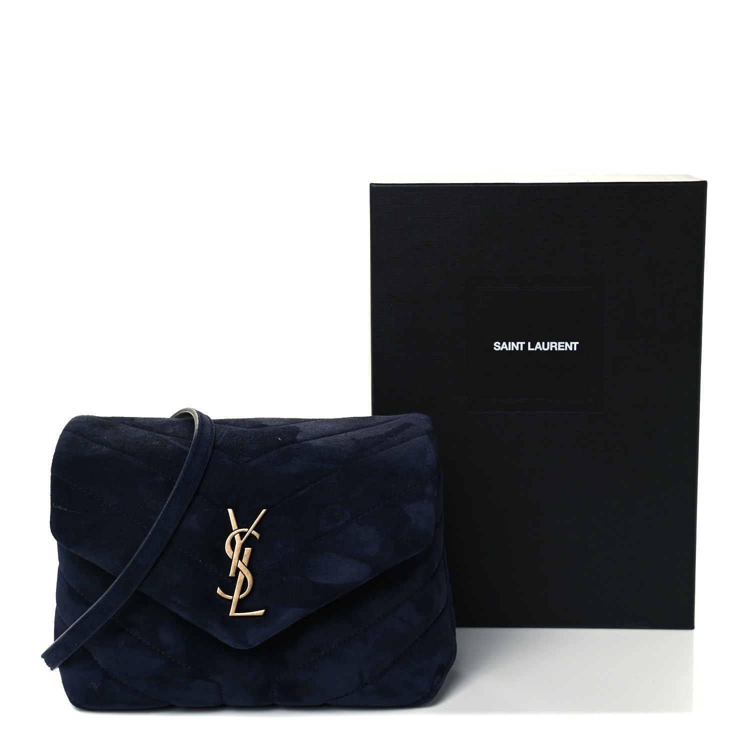 Saint Laurent Suede Y Quilted Monogram Toy Loulou Crossbody Bag Navy 13 of 13