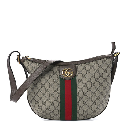 Gucci GG Supreme Monogram Web Small Ophidia Half Moon Hobo Brown 1 of 12