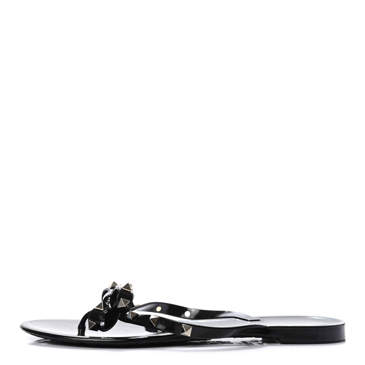 Valentino Garavani PVC Jelly Rockstud Bow Thong Sandals 39 Black 1 of 7