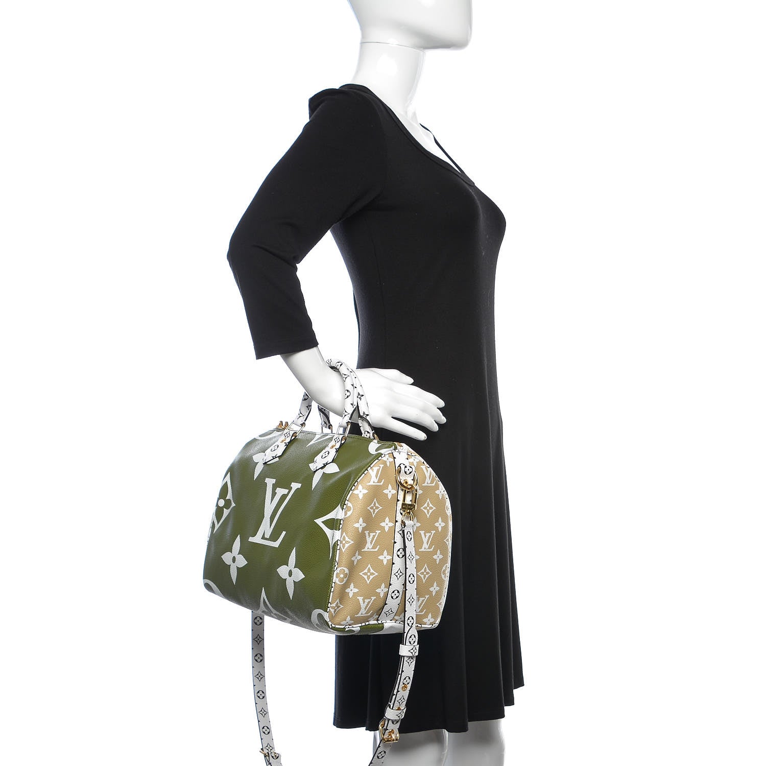 Louis Vuitton Monogram Giant Speedy Bandouliere 30 Kaki Beige 3 of 10