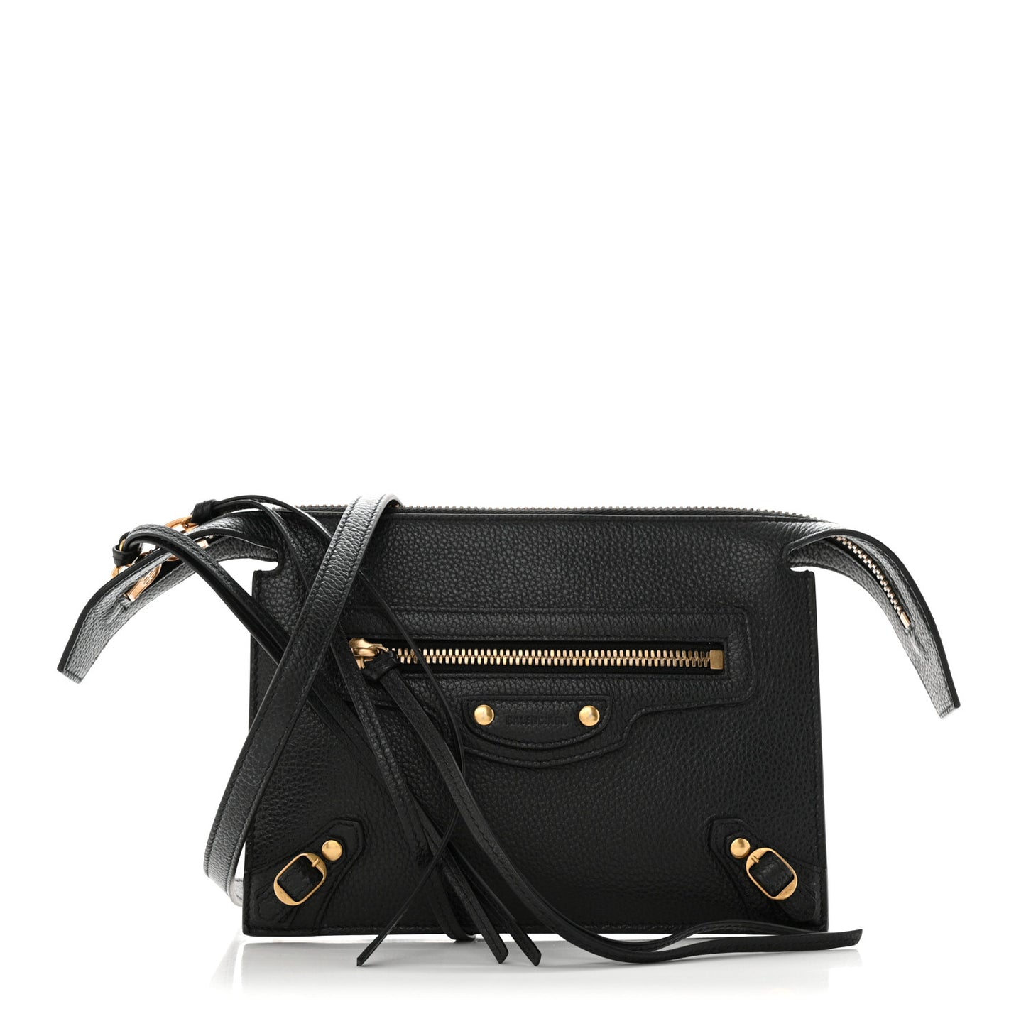 Grained Calfskin Neo Classic Gold Hardware Multipouch Black