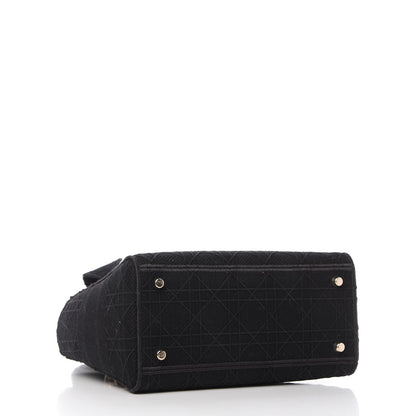 Christian Dior Canvas Embroidered Cannage Medium Lady D-Lite Black 4 of 9