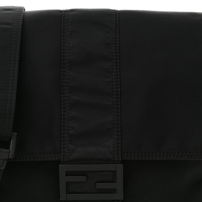 Fendi Econyl Nylon Cuoio Romano Monochrome Medium Baguette Messenger Bag Black 8 of 12