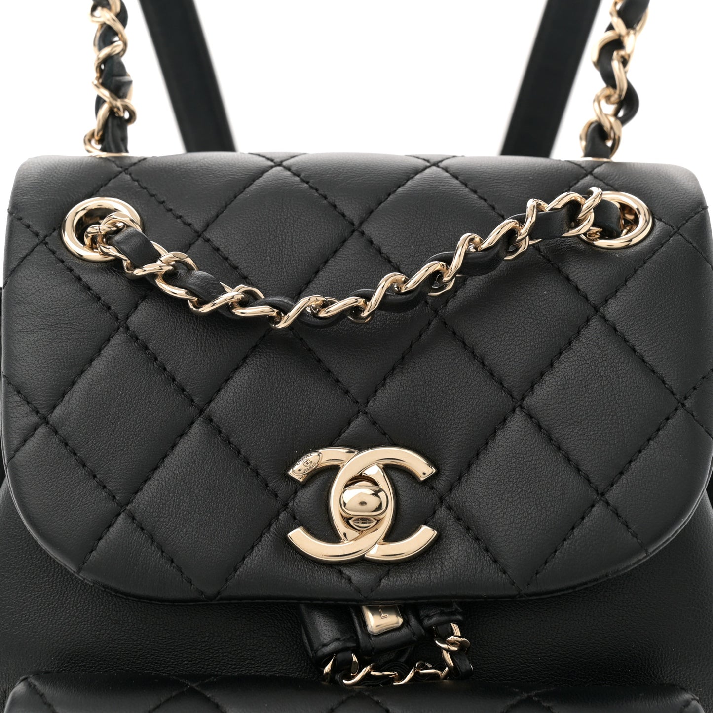 Lambskin Quilted Small Duma Drawstring Backpack Black