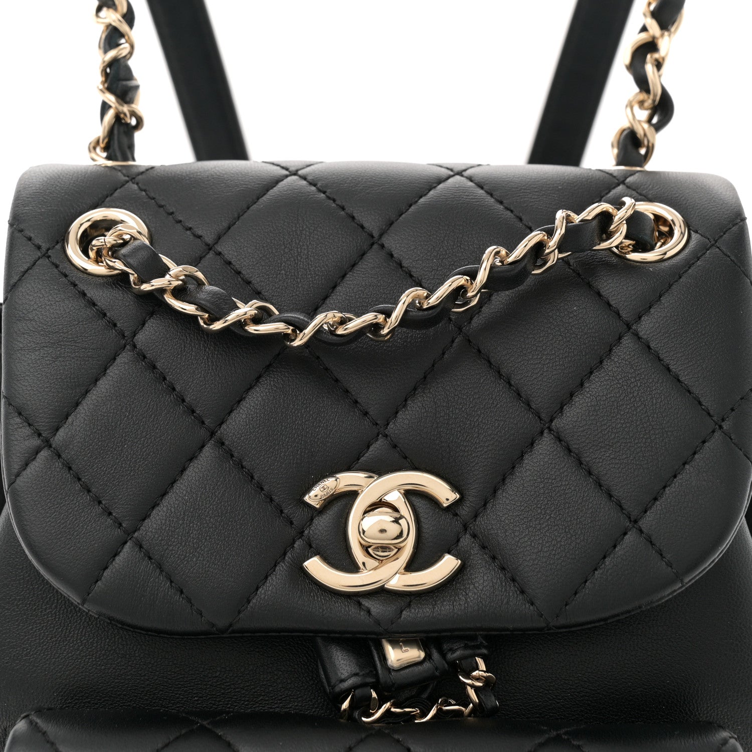 Chanel Lambskin Quilted Small Duma Drawstring Backpack Black 8 of 10