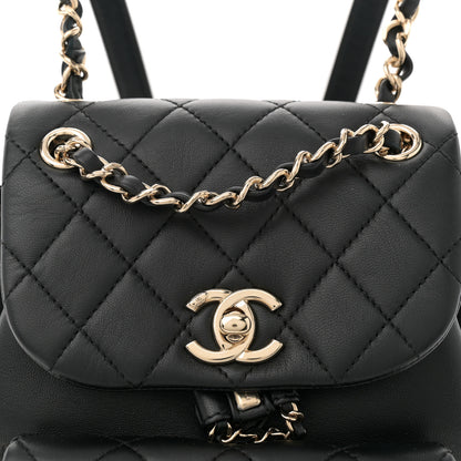 Chanel Lambskin Quilted Small Duma Drawstring Backpack Black 8 of 10