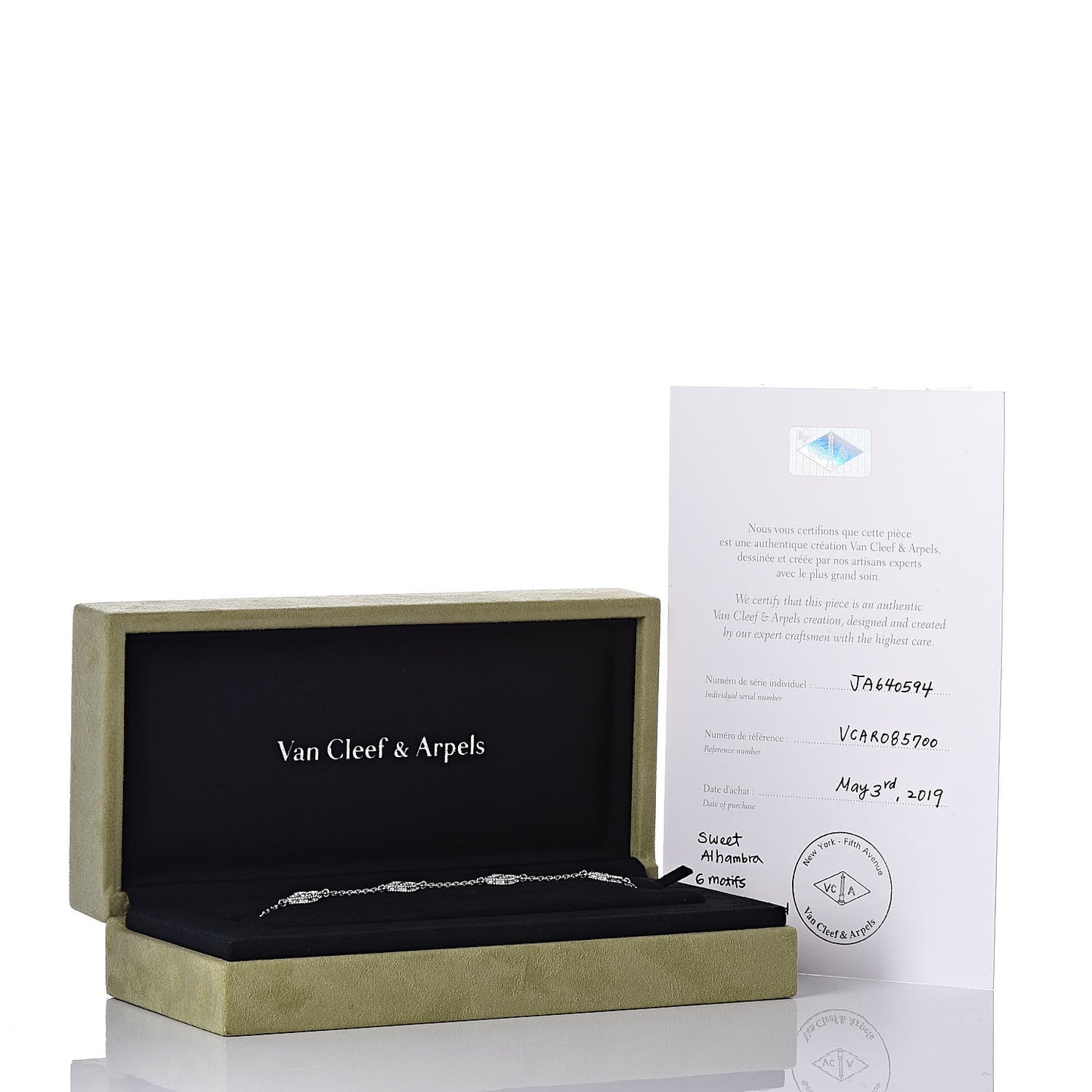 18K White Gold Diamond 6 Motifs Sweet Alhambra Bracelet